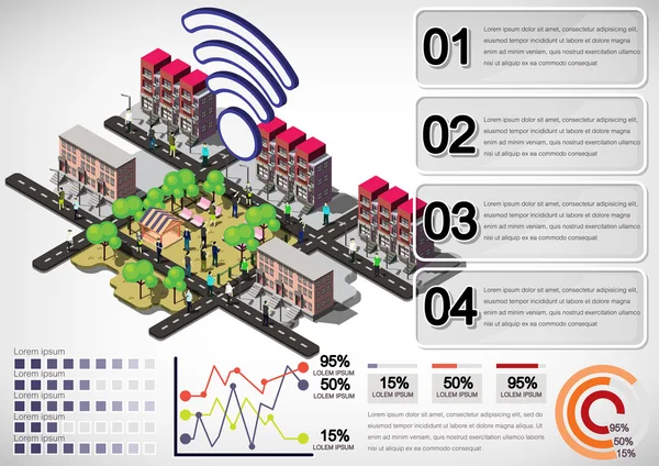 Illustration von Info Grafik Stadtkonzept — Stockvektor