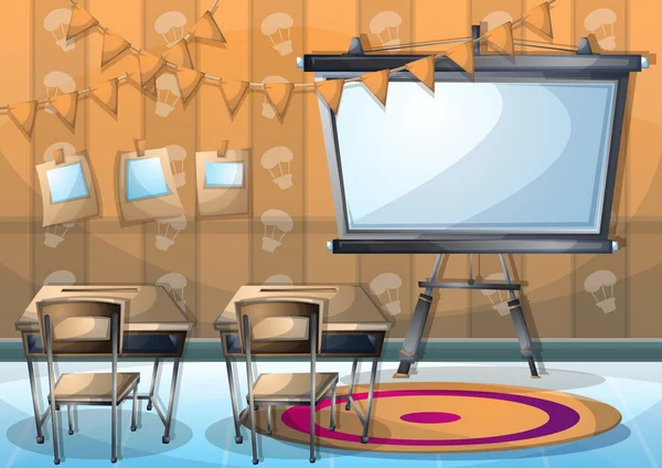 Desenho animado ilustração vetorial sala de aula interior com camadas separadas — Vetor de Stock