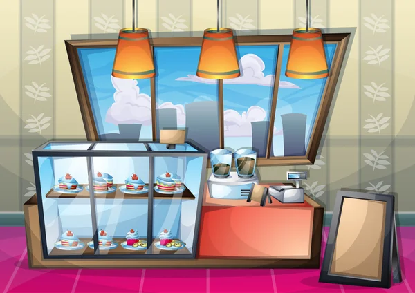 Dessin animé vectoriel illustration intérieur café salle avec des couches séparées — Image vectorielle