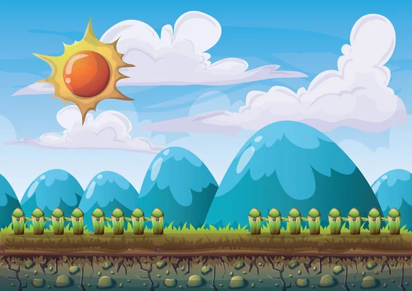 Cartoon vector nature landscape background with separated layers for game art and animation — Stockový vektor