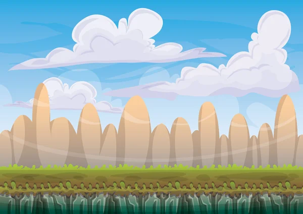 Cartoon vector nature landscape background with separated layers for game art and animation — Stock vektor