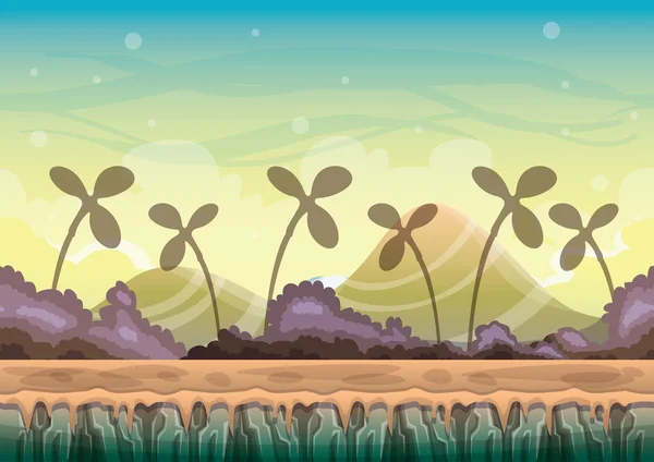 Cartoon vector nature landscape background with separated layers for game art and animation — Stockový vektor