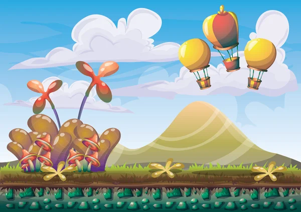 Cartoon-Vektor Naturlandschaft Hintergrund mit getrennten Ebenen für Spielkunst und Animation — Stockvektor