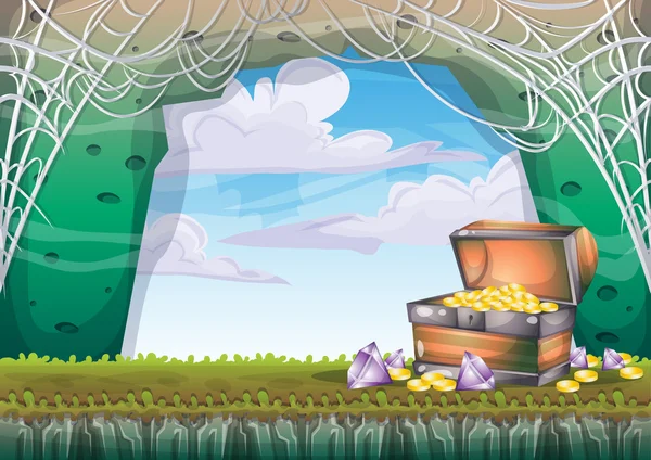 Grotta vettoriale del fumetto con strati separati per il gioco e l'animazione — Vettoriale Stock