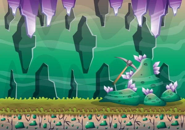 Cartoon-Vektor-Höhle mit getrennten Ebenen für Spiel und Animation — Stockvektor