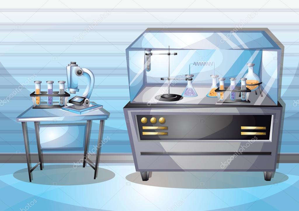 cartoon vector illustration laboratory interior room with separated layers