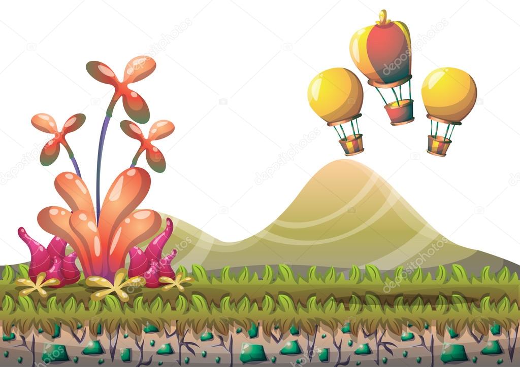 cartoon vector nature landscape background with separated layers for game art and animation