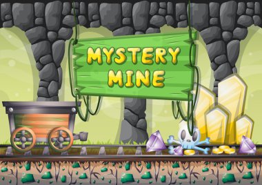 çizgi film vektör mağara oyunu ve animasyon için ayrı katmanları ile