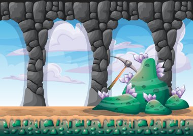 çizgi film vektör mağara oyunu ve animasyon için ayrı katmanları ile