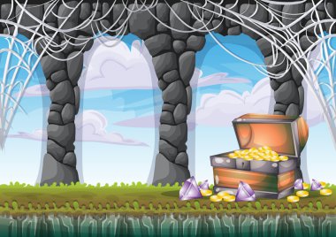 çizgi film vektör mağara oyunu ve animasyon için ayrı katmanları ile