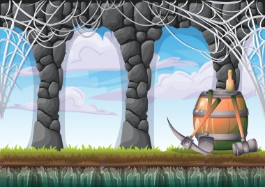 çizgi film vektör mağara oyunu ve animasyon için ayrı katmanları ile