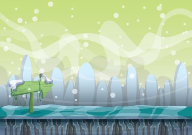 oyun ve animasyon için ayrılmış katmanları ile karikatür vektör kar manzara arka plan