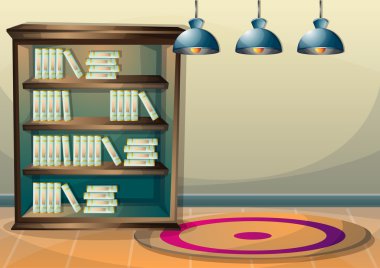 çizgi film vektör illüstrasyon iç Kütüphane oda ayrı katmanları ile