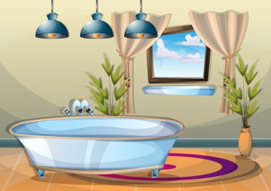 çizgi film vektör illüstrasyon iç spa oda ayrı katmanları ile