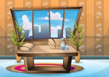 çizgi film vektör illüstrasyon iç spa oda ayrı katmanları ile