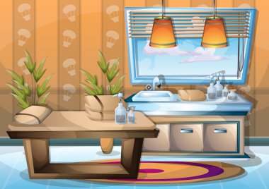 çizgi film vektör illüstrasyon iç spa oda ayrı katmanları ile