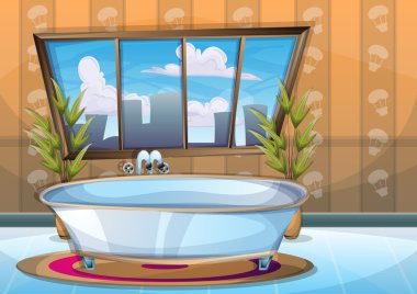 çizgi film vektör illüstrasyon iç spa oda ayrı katmanları ile