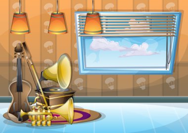 karikatür vektör illüstrasyon iç müzik odası