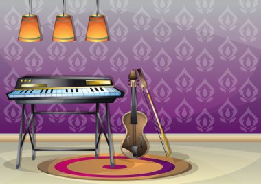 karikatür vektör illüstrasyon iç müzik odası