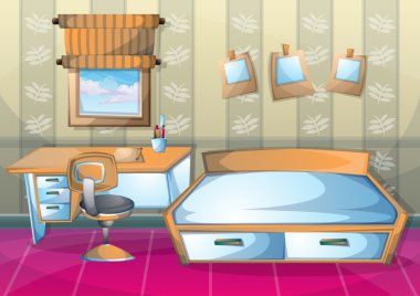 çizgi film vektör illüstrasyon iç ofis Oda