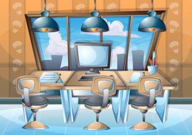 çizgi film vektör illüstrasyon iç ofis Oda