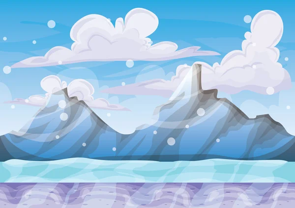 Cartoon vector snow landscape background with separated layers for game and animation game — Διανυσματικό Αρχείο