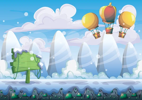 oyun ve animasyon için ayrılmış katmanları ile karikatür vektör kar manzara arka plan