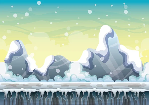 Cartoon-Vektor Schnee Landschaft Hintergrund mit getrennten Ebenen für Spiel und Animation — Stockvektor