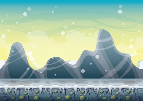 Cartoon-Vektor Schnee Landschaft Hintergrund mit getrennten Ebenen für Spiel und Animation — Stockvektor