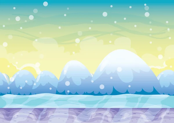 Cartoon vector sneeuw landschap achtergrond met gescheiden lagen voorspel en animatie — Stockvector