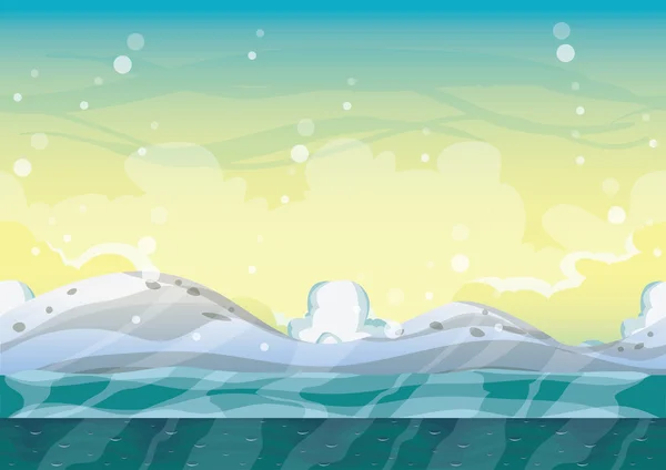 Cartoon vector sneeuw landschap achtergrond met gescheiden lagen voorspel en animatie — Stockvector