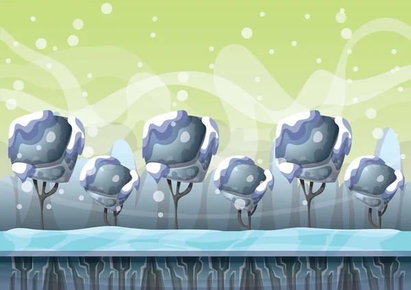 oyun ve animasyon için ayrılmış katmanları ile karikatür vektör kar manzara arka plan