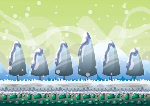 oyun ve animasyon için ayrılmış katmanları ile karikatür vektör kar manzara arka plan