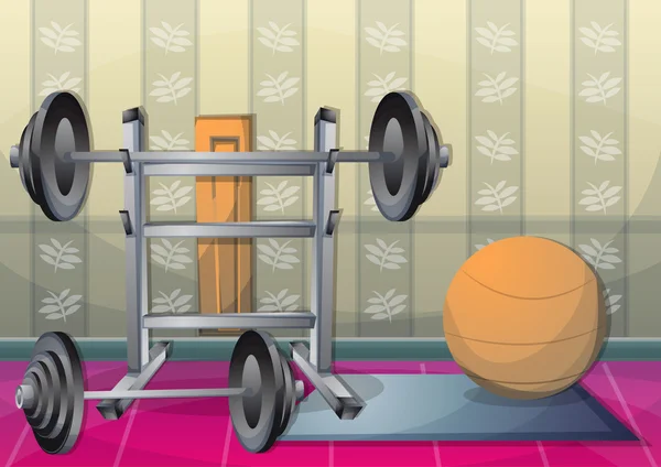 Kreskówka wektor ilustracja wnętrza fitness pokój z warstwy oddzielone — Wektor stockowy