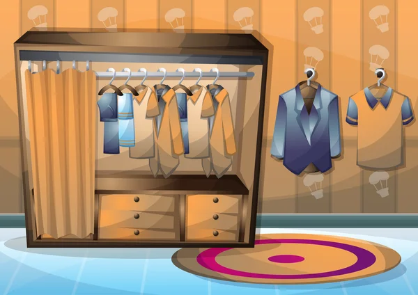 Ilustración vector de dibujos animados habitación de ropa interior con capas separadas — Vector de stock