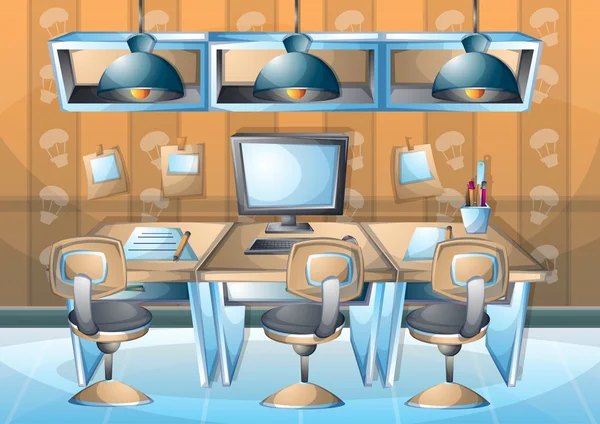Desenho animado ilustração vetorial interior sala de escritório —  Vetores de Stock