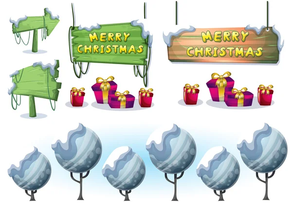 Vector de dibujos animados navidad paisaje objeto con capas separadas — Vector de stock