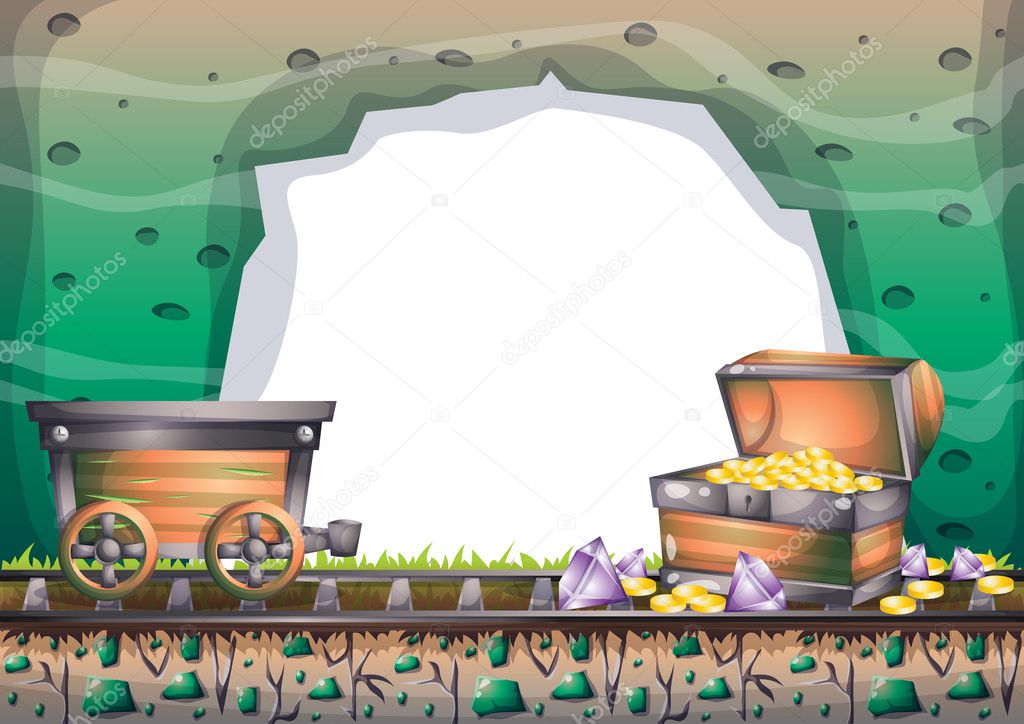 cartoon vector cave with separated layers for game and animation