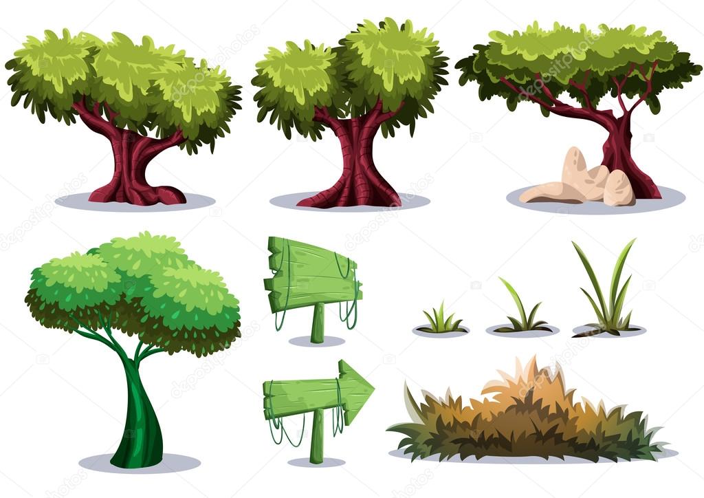 cartoon vector nature landscape object with separated layers for game art and animation