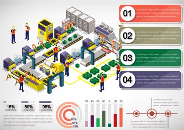 bilgi grafik fabrika ekipmanları kavramı çizimi
