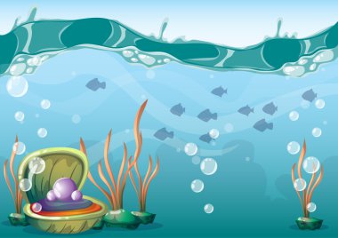 çizgi film oyun sanat ve animasyon için ayrı katmanları ile vektör sualtı arka plan