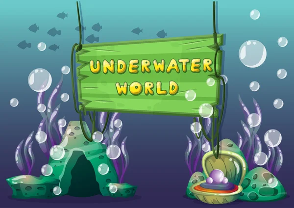 Cartoon vector underwater background with separated layers for game art and animation — Διανυσματικό Αρχείο