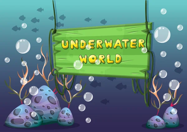 Cartoon vector underwater background with separated layers for game art and animation — Stockový vektor