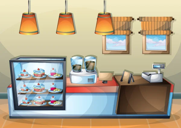 çizgi film vektör illüstrasyon iç kafe oda ayrı katmanları ile