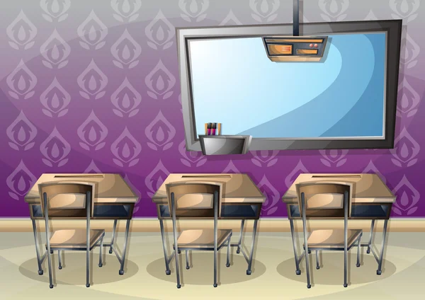 Desenho animado ilustração vetorial sala de aula interior com camadas separadas — Vetor de Stock