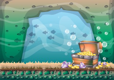 oyun sanat ve animasyon için ayrı katmanları ile karikatür vektör sualtı hazine arka plan