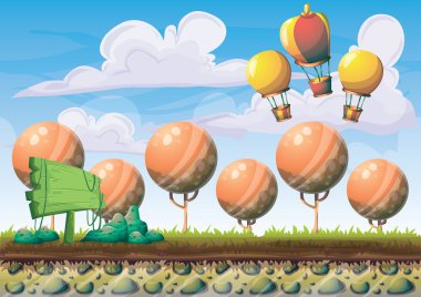 çizgi film vektör doğa manzara arka plan ile oyun sanat ve animasyon için ayrı katmanlar