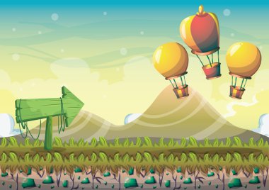 çizgi film vektör doğa manzara arka plan ile oyun sanat ve animasyon için ayrı katmanlar