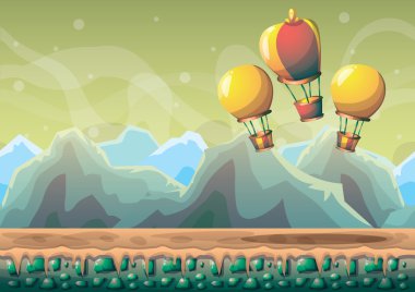 çizgi film vektör doğa manzara arka plan ile oyun sanat ve animasyon için ayrı katmanlar