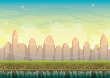 çizgi film vektör doğa manzara arka plan ile oyun sanat ve animasyon için ayrı katmanlar